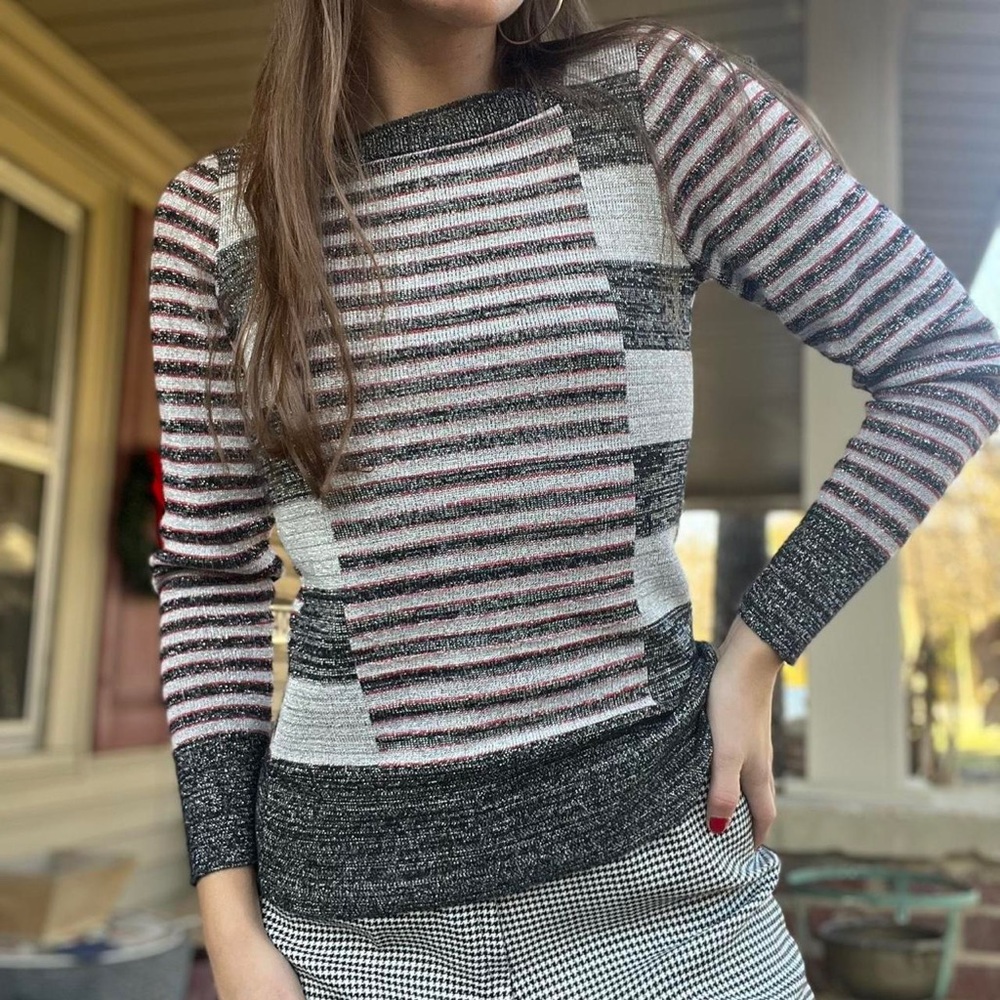 Vintage 70s Metallic Striped Sweater by Hang Ups